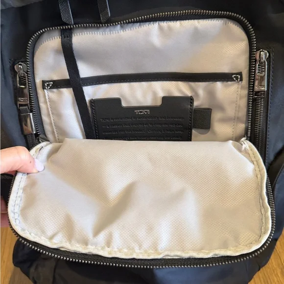 Tumi Black Men's Travel Backpack with Multiple Zip Pockets - Picture 12 of 12